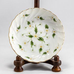 Vintage Lefton Japan Daisy Trinket Dish C2968 Hand Painted Gold Floral Porcelain
